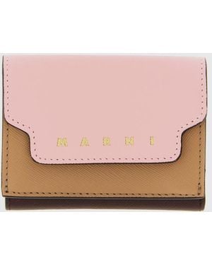 Marni Geldbörse Aus Saffiano-Leder - Pink