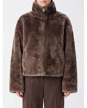 Arma Kurze Shearling-Jacke Mit Stehkragen Und Reißverschluss - Braun