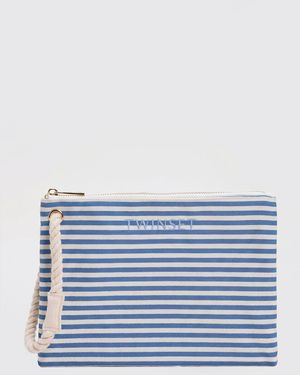 Twinset Cotton Canvas Pouch With Floral Print - Blue