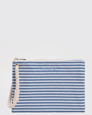 Twinset Cotton Canvas Pouch With Floral Print - Blue