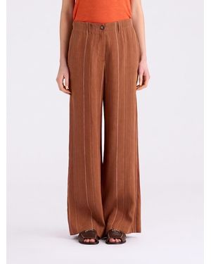 Momoní MomonÌ Linen Blend Palazzo Trousers - Brown