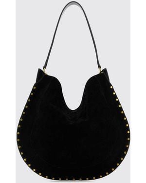 Isabel Marant Oskan Suede Hobo Bag With Studs And Half-Moon Shape - Black