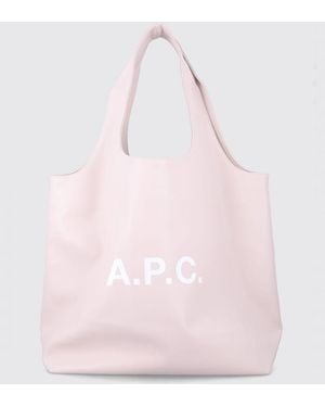 A.P.C. Große Ninon Tote-Bag Aus Recycelten Materialien Mit Gedrucktem Logo - Pink