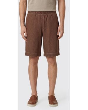 Paul Smith Knee-Length Cotton Shorts With Drawstring Waist - Brown