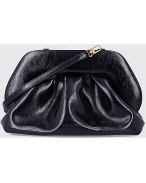 THEMOIRÈ ThemoirÈ Bios Draped Vegan Leather Clutch With Removable Strap - Black