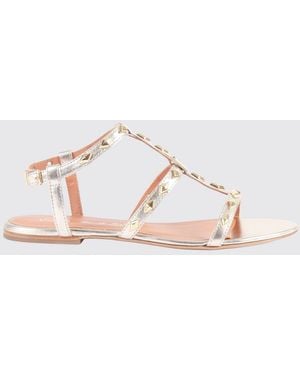 Via Roma 15 Laminated Leather Sandals With Studs - Pink