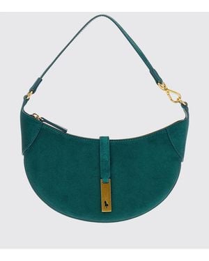 Polo Ralph Lauren Suede Cowhide Shoulder Bag With Zip Closure - Green