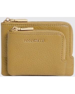 Coccinelle Metallic Small Grained Leather Credit Card Holder - Natural