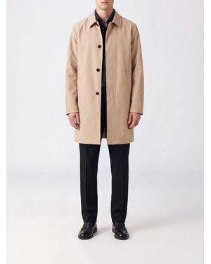 Herno Knee-Length Technical Fabric Raincoat With Classic Collar - Natural