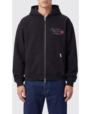 Represent Sudadera Con Capucha Y Cremallera De Algodón Con Logo Estampado Y Bolsillos Canguro - Azul