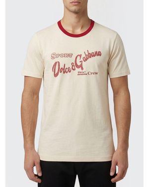 Dolce & Gabbana Dolce &Amp Gabbana Cotton T-Shirt With Logo - Natural