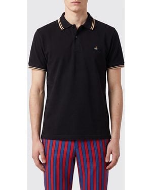 Vivienne Westwood Orb Logo Cotton Polo With Contrast Tipping - Black