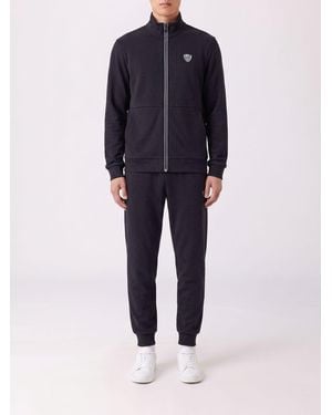 EA7 Chándal De Mezcla De Viscosa Con Sudadera De Cuello Alto Y Cremallera - Azul