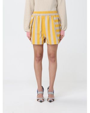 Fendi Cotton And Silk Striped Shorts - Yellow