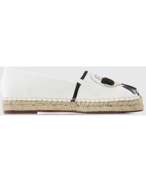 KARL LAGERFELD Graphic Print Canvas Espadrilles With Round Toe - White