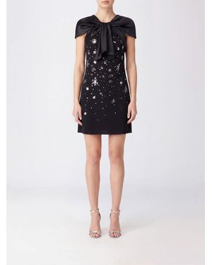 Alberta Ferretti Sequin Embellished Crêpe Mini Dress With Scarf Neck - Black