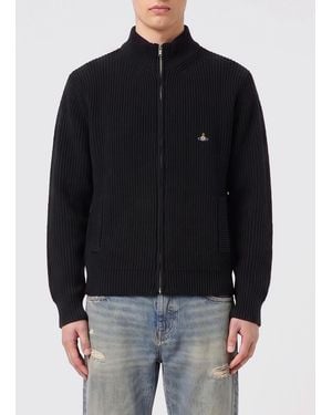 Vivienne Westwood Wool Cardigan With Orb Logo - Black