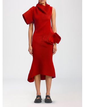 Issey Miyake Asymmetric Jersey Dress - Red