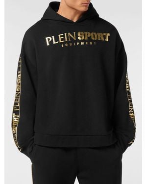Philipp Plein Relaxed Fit Jersey Hoodie With Contrast Logo - Black