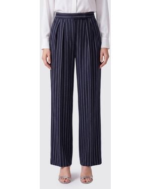 Max Mara Rio High-Waisted Pinstripe Wool-Blend Palazzo Pants - Blue