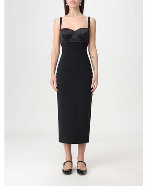 Dolce & Gabbana Dolce &Amp Gabbana Vestido Midi Corsetero De Mezcla De Seda Con Escote Corazón - Negro