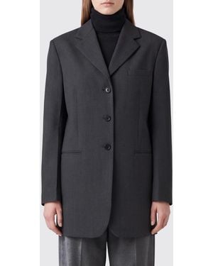 Jil Sander Knee-Length Single-Breasted Virgin Wool Blazer - Grey