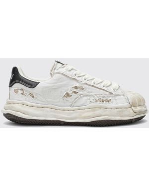 Maison Mihara Yasuhiro Blakey Og Bicolour Canvas Trainers With Worn-Out Sole - White