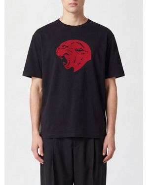 Valentino Crewneck Cotton T-Shirt With Graphic Print And Dropped Shoulders - Black