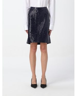 Tom Ford Coconut-Print Leather Midi Skirt With Back Pleat - Blau