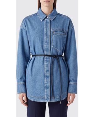 Sportmax Lyocell Denim Shirt With Dropped Shoulders And Patch Pockets - Blue