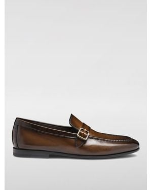 Santoni Leather Buckle Loafers - Brown