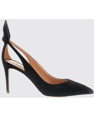 Aquazzura Bow Tie Suede Pumps With Stiletto Heel And Knot Detail - Black