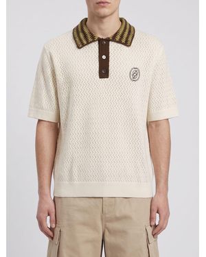 Drole de Monsieur Knitted Cotton Polo Shirt - Natural