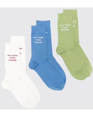 Drole de Monsieur Set Of 3 Pairs Of Stretch Cotton Socks - Blue
