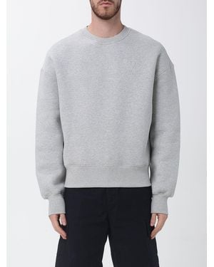 Ami Paris Cotton Blend Crew Neck Sweatshirt - Grey