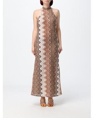 MC2 Saint Barth Wave Print Halterneck Jersey Maxi Dress - Natural