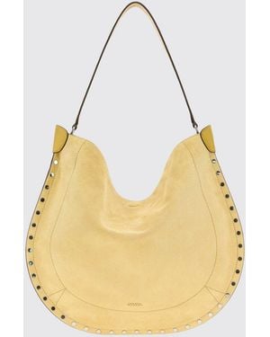 Isabel Marant Oskan Suede Hobo Bag With Studs And Half-Moon Shape - Natural