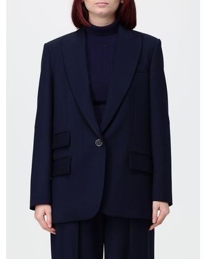 SIMONA CORSELLINI Single-Breasted Cotton-Blend Blazer With Peak Lapels - Blue