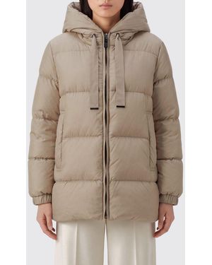 Max Mara Plumífero Corto De Nailon Técnico Acolchado Con Capucha - Neutro