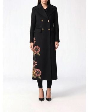 Philipp Plein Fairy Double-Breasted Long Wool-Blend Coat With Rhinestones And Lapels - Black