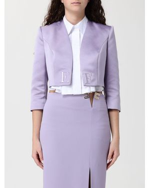 Elisabetta Franchi Satin Crop Jacket - Purple
