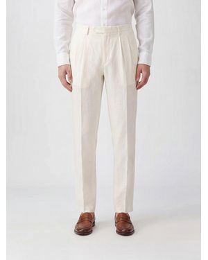 Boglioli Pantalones De Sastre Slim Fit De Lino Con Trabillas - Blanco