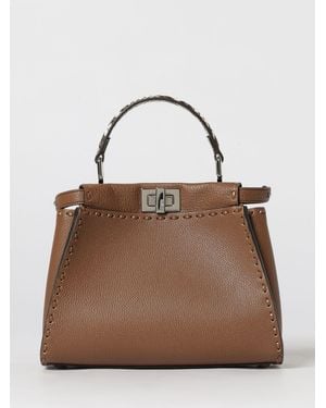 Fendi Bolso Peekaboo De Cuero Romano - Marrón
