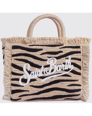 MC2 Saint Barth Vanity Raffia Bag With Animalier Jacquard Pattern - White