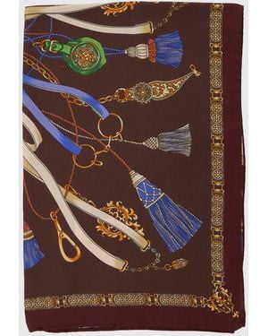 Etro Quadratischer Schal Aus Reiner Seide Mit Grafikdruck Im Ethno-Stil - Braun