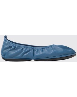 Camper Right Nina Ruched Leather Ballerinas - Blue