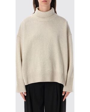 Soeur Merino Wool Turtleneck Jumper With Dropped Shoulders And Ribbed Trims - Natural