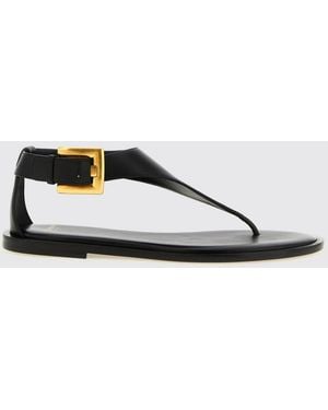 Balmain Anthem Leather Sandals - White