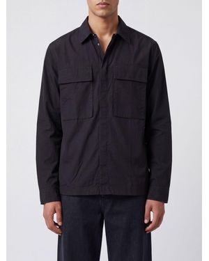 Thom Krom Technical Fabric Utility Shirt With Patch Pockets - Blue