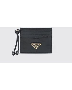 Prada Leather Card Holder - Grey